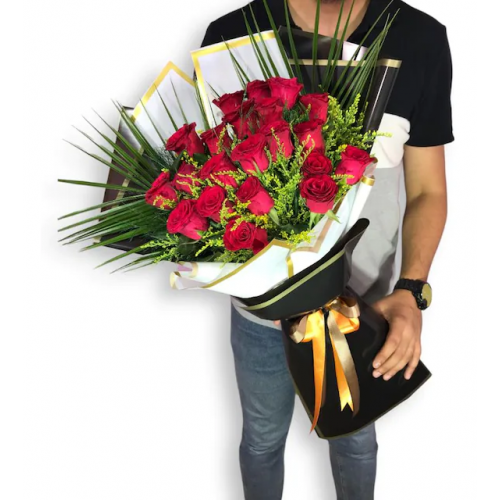 21'li Butik Kırmızı Gül Buketi