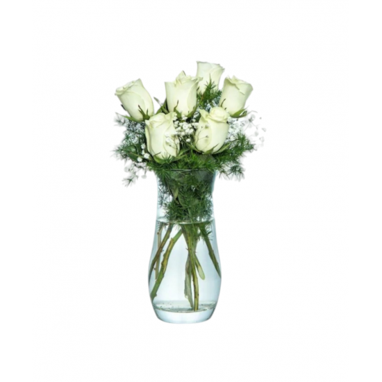 Paşabahçe Vazoda 6'lı Beyaz Gül
