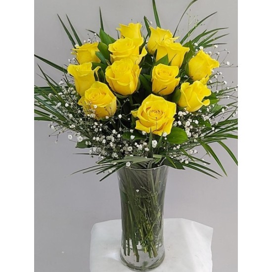 Vazoda Sarı Güller İthal Özel