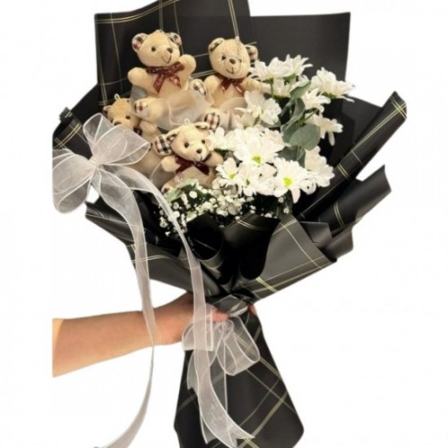 Ayıcıklı Papatya Buketi