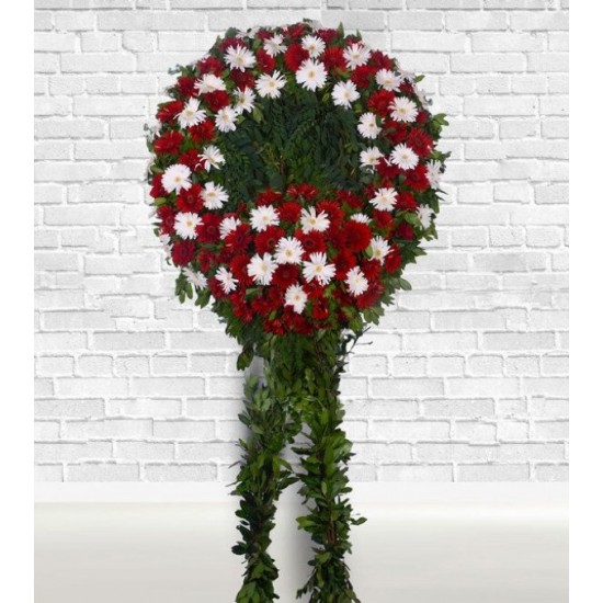 Ayaklı Kırmızı Beyaz Cenaze Çelenk